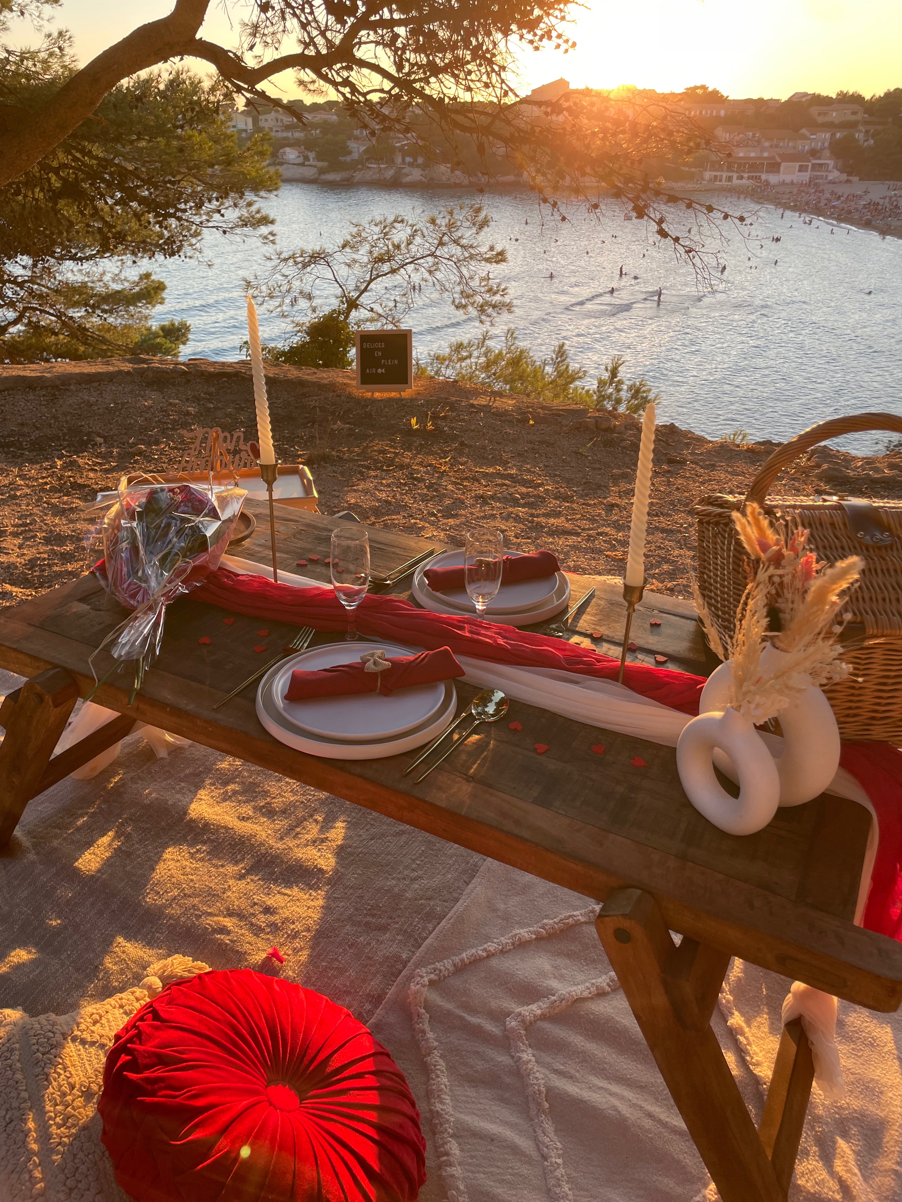 Vue romantique plage Vue plage avec setup romantique