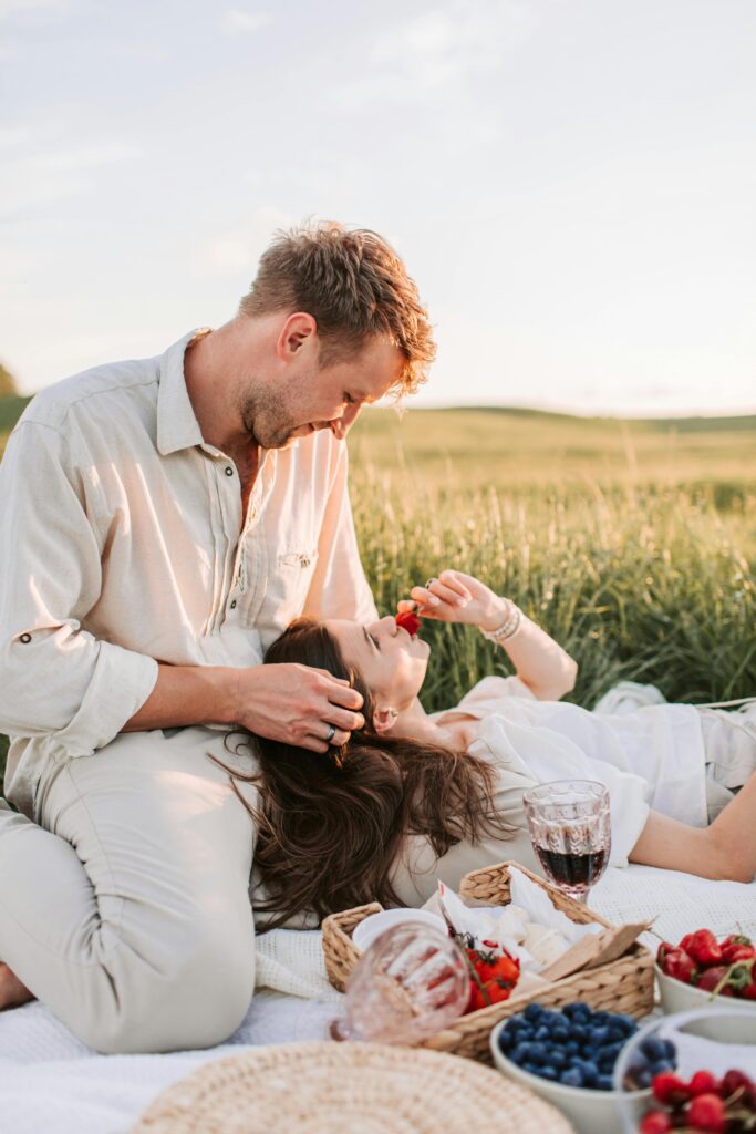 A Romantic Couple Having a Picnic Date